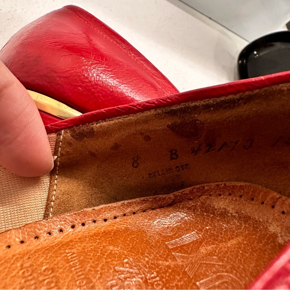 LUXIS Red Leather Vintage Pump Heels sz 8 B - Picture 7 of 8